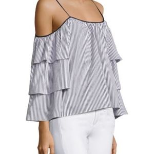 Parker Striped Marielle Cold Shoulder Blouse